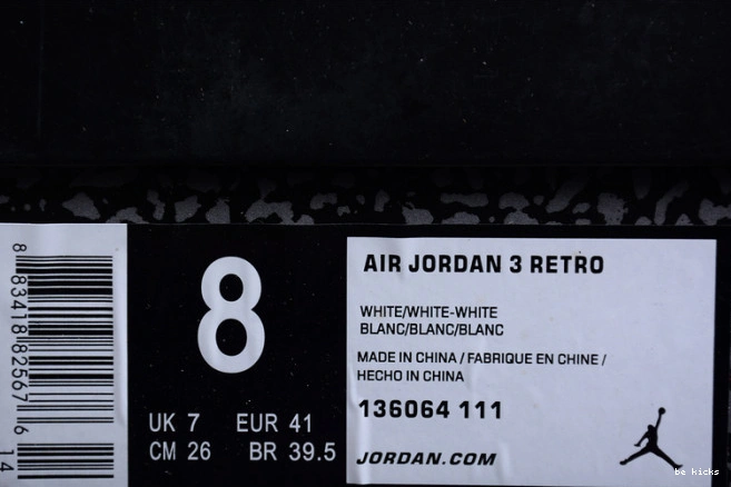 Reps retro white triple 3 136064-111 jordan air 0502